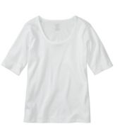 Women's Pima Cotton Tee, Elbow-Sleeve Scoopneck | Tees & Knit Tops at L ...