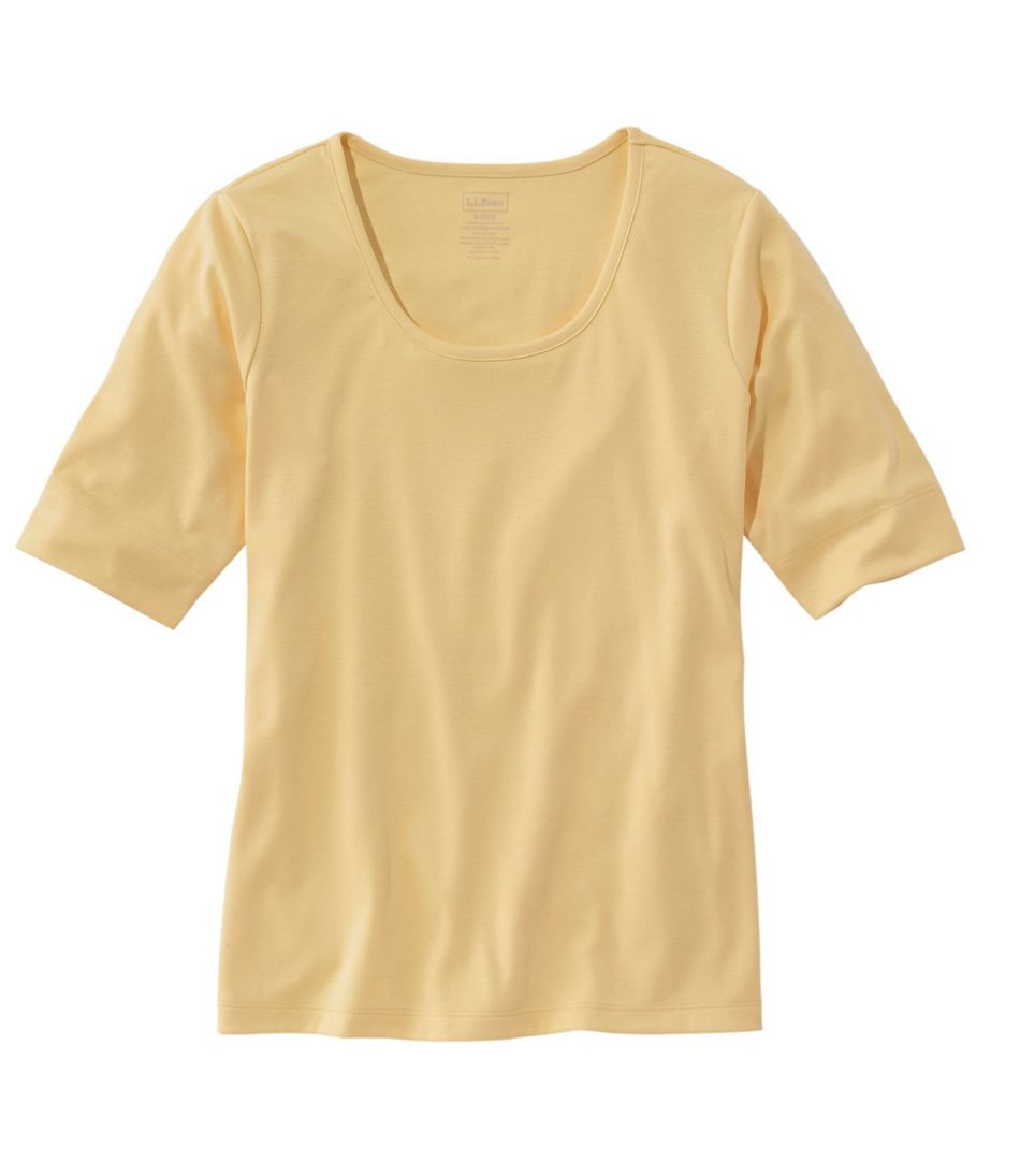 Women's Pima Cotton Tee, Elbow-Sleeve Scoopneck | Tees & Knit Tops at L ...