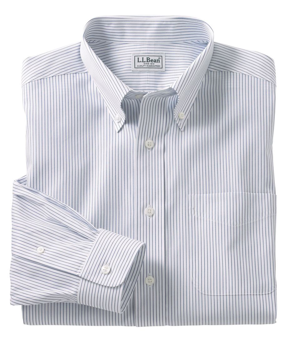 Men's Wrinkle-Free Pinpoint Oxford Cloth Shirt, Traditional Fit Stripe ...
