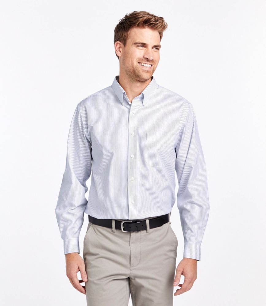 Men's WrinkleFree Pinpoint Oxford Cloth Shirt, Slightly Fitted Stripe at L.L.Bean
