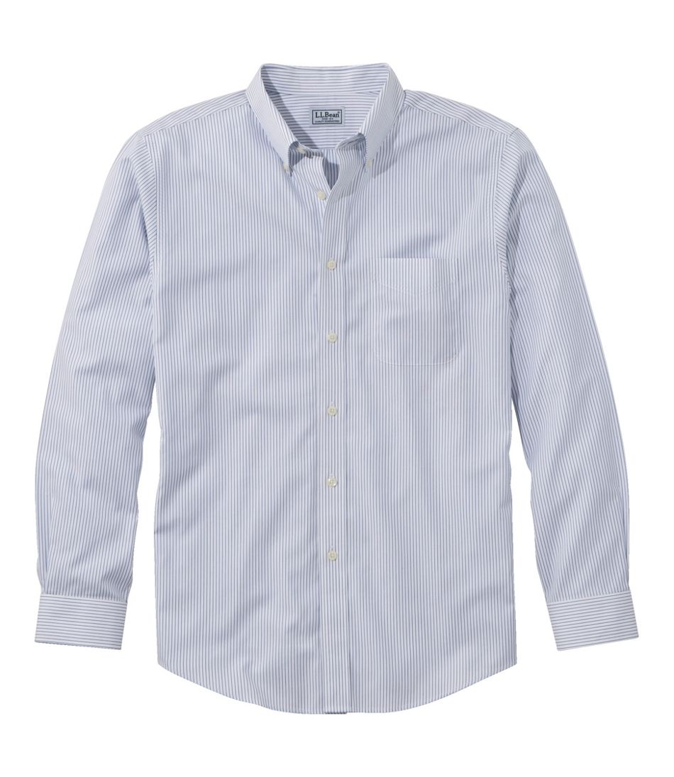 Men's Wrinkle-Free Pinpoint Oxford Cloth Shirt, Slightly Fitted Stripe ...