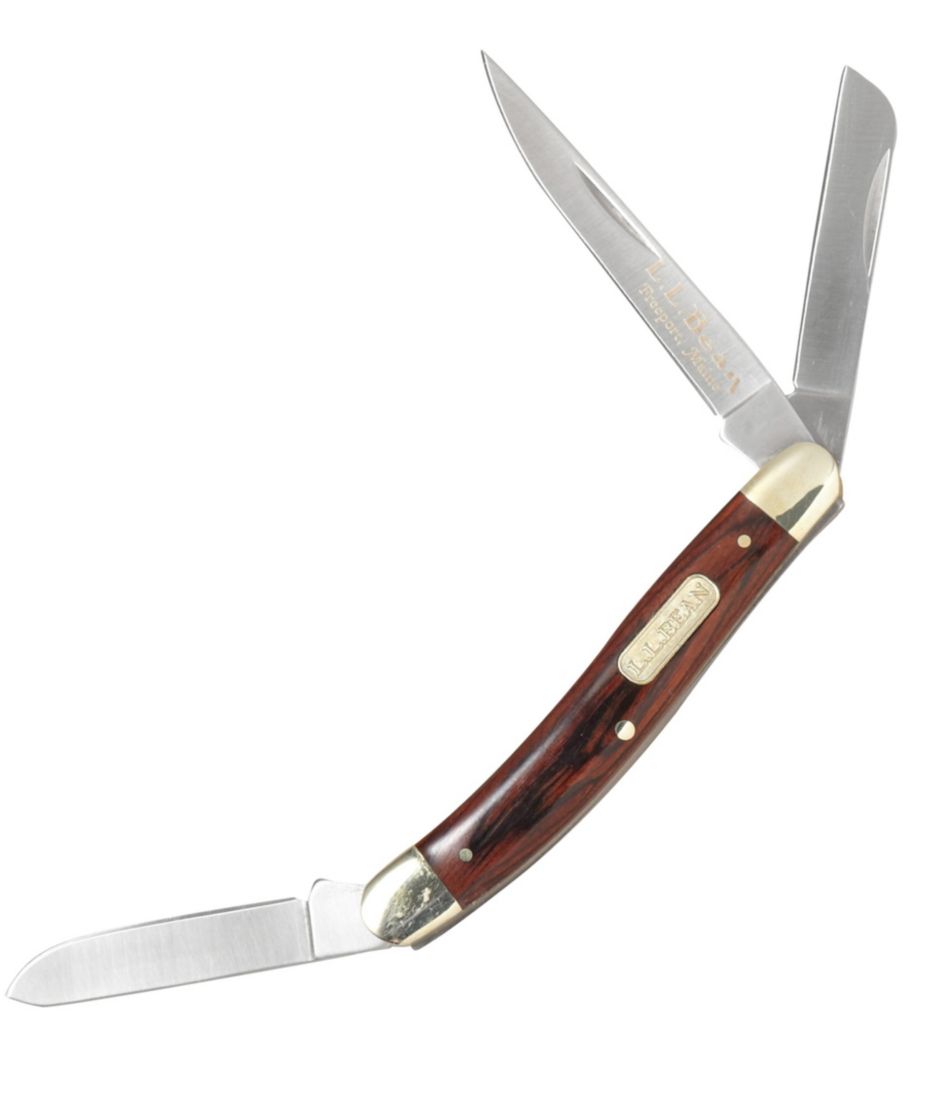 Double L Pocket Knife, Three Blade Rosewood, Stainlesss Steel/Leather | L.L.Bean