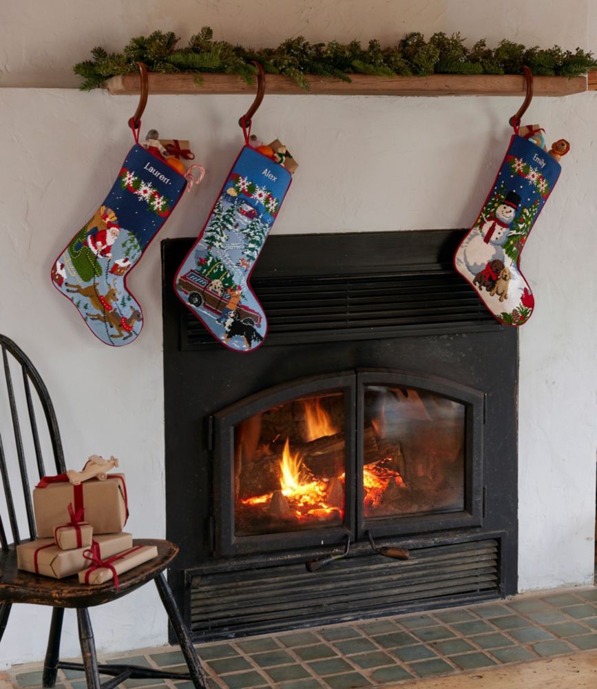 Christmas Needlepoint Stocking, Cotton, Bringing Home The Tree, small image number 2