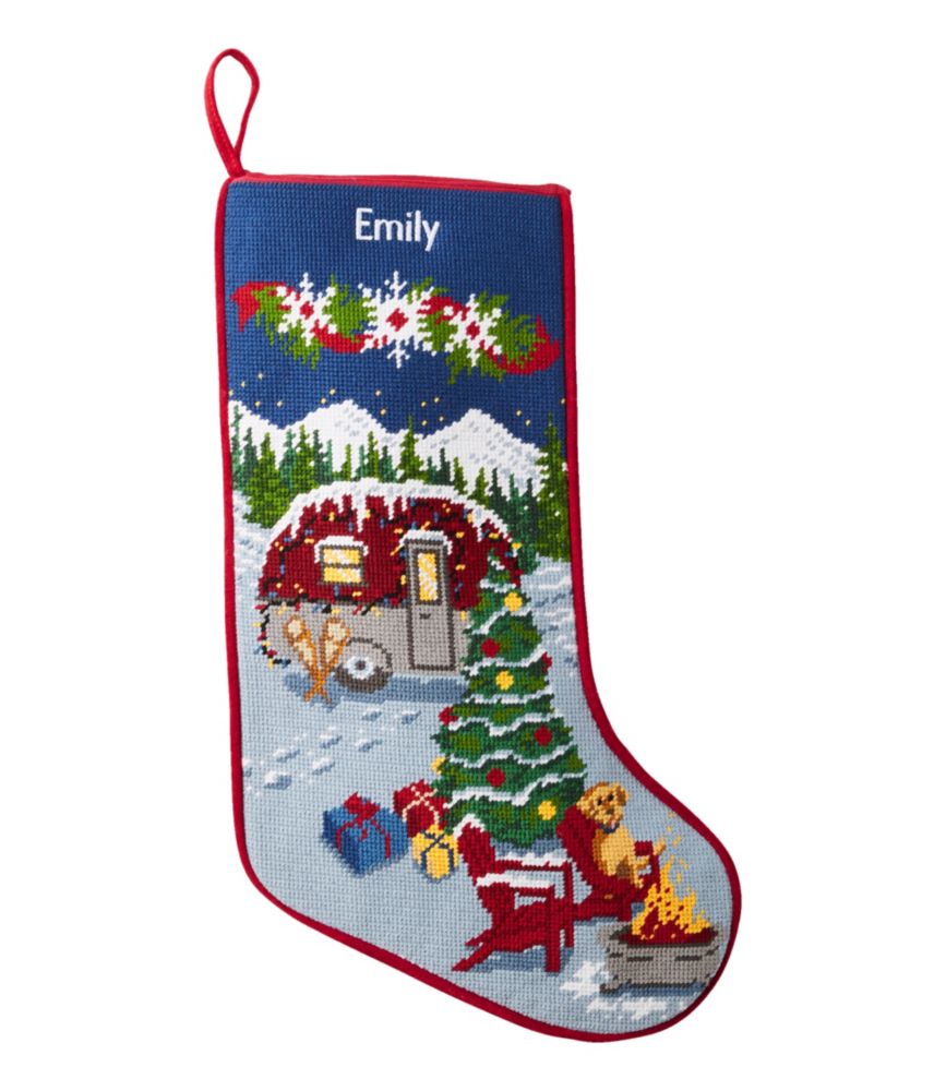 Christmas Needlepoint Stocking, Cotton, Camper, small image number 1