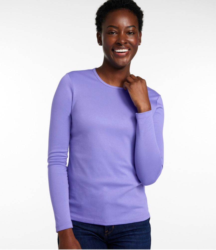 Women's Pima Cotton Tee, Long-Sleeve Crewneck