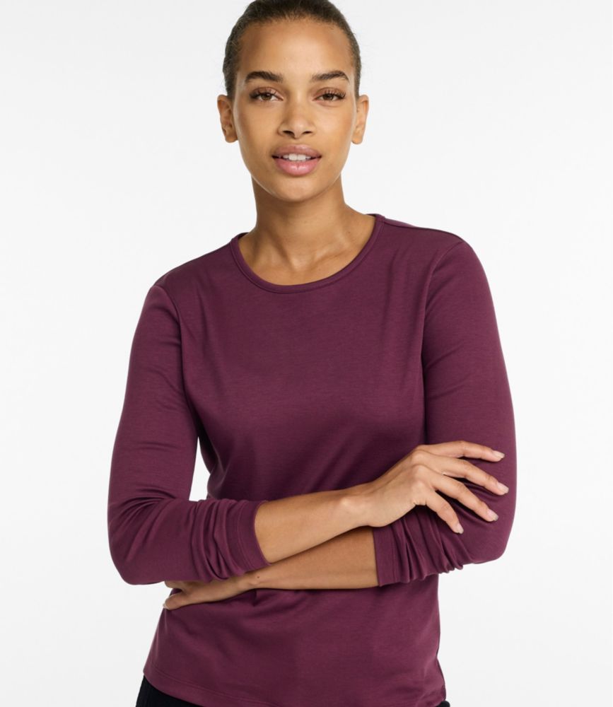 Women's Pima Cotton Tee, Long-Sleeve Crewneck