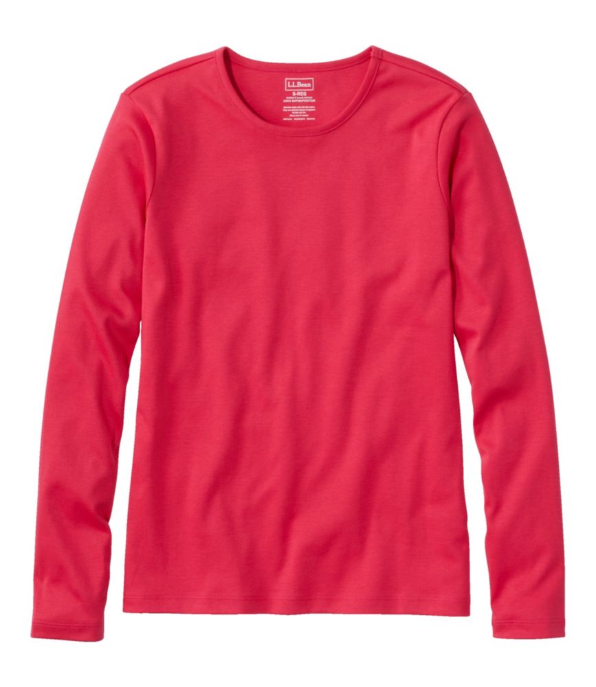 Women's Pima Cotton Tee, Long-Sleeve Crewneck