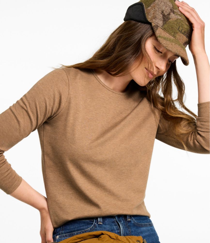Women's Pima Cotton Tee, Long-Sleeve Crewneck