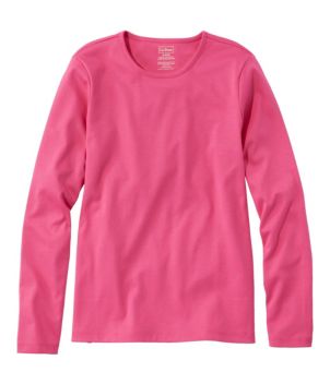 Women's Pima Cotton Tee, Long-Sleeve Crewneck