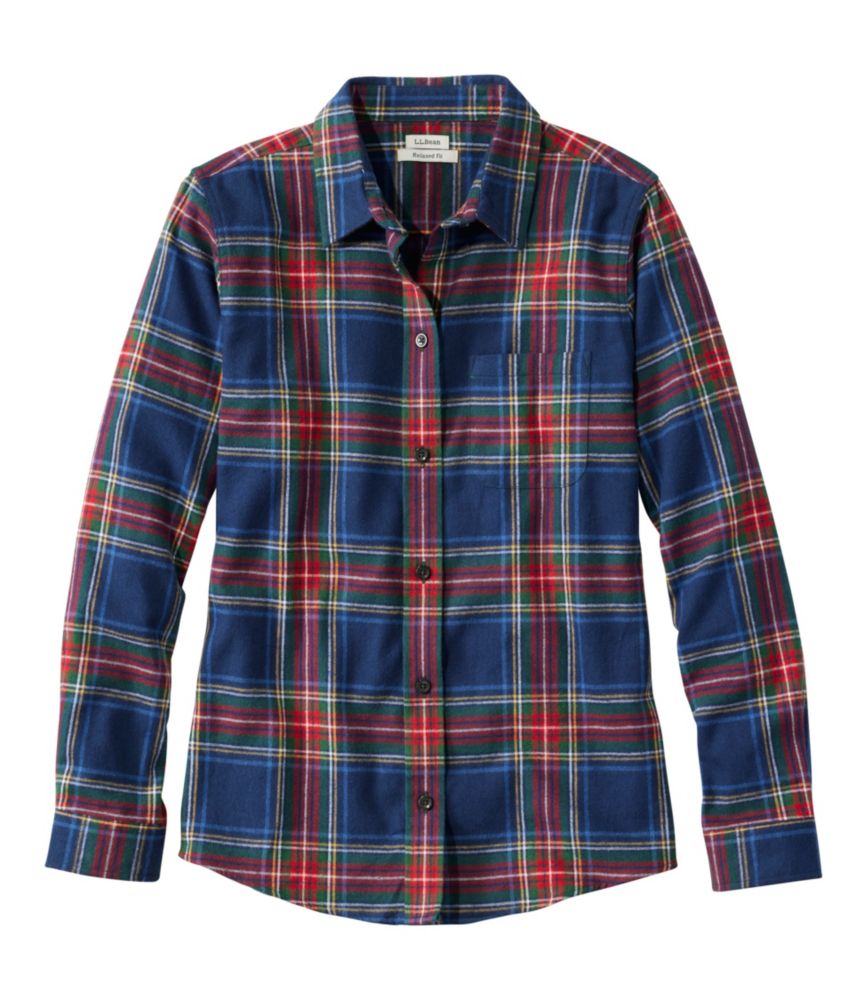 Women's Scotch Plaid Flannel Shirt, Relaxed, Navy Stewart, small image number 1