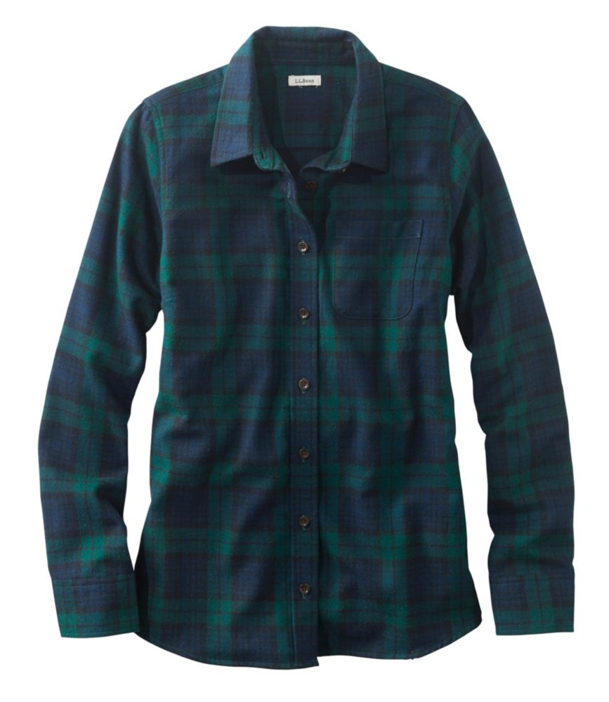 Women's Scotch Plaid Flannel Shirt, Relaxed, Black Watch, small image number 1