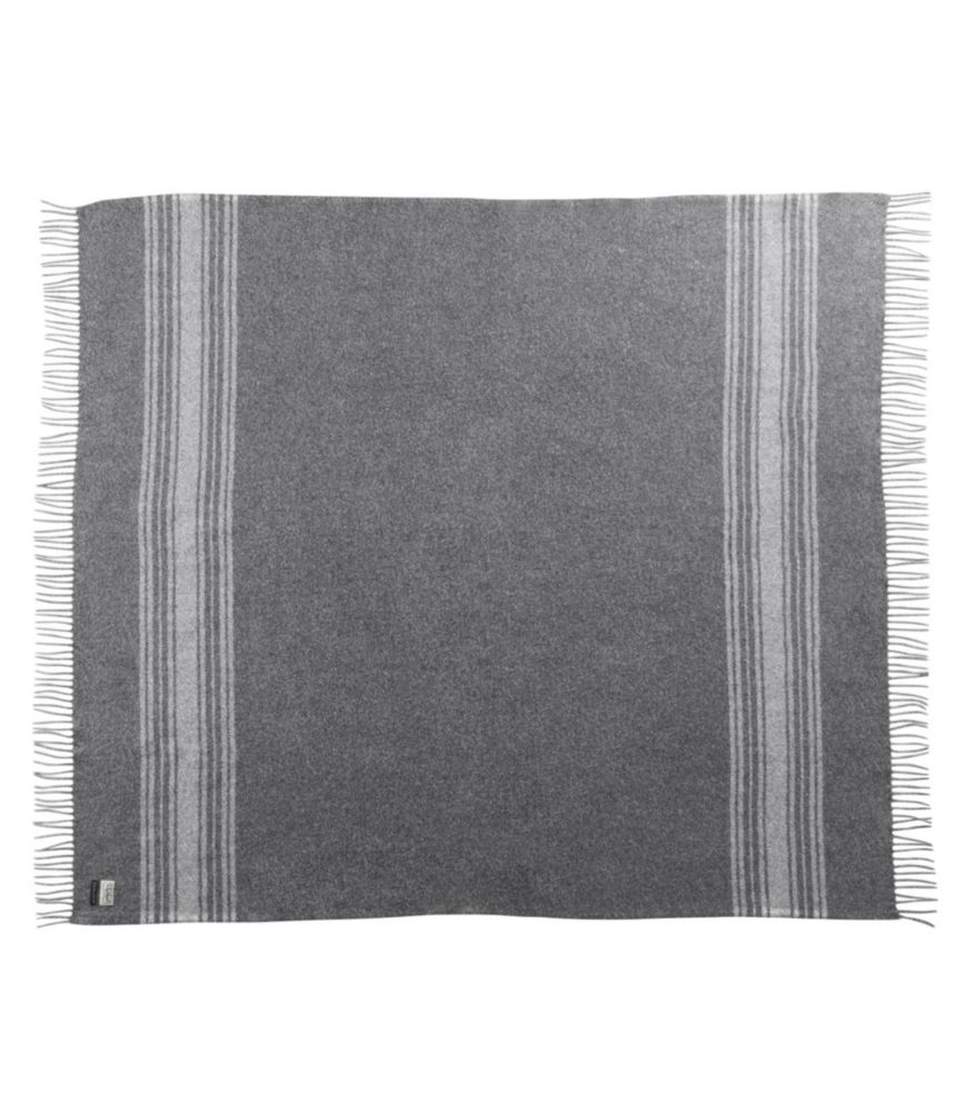 Washable Wool Throw, Striped, Dark Gray Heather/Cream, small image number 3