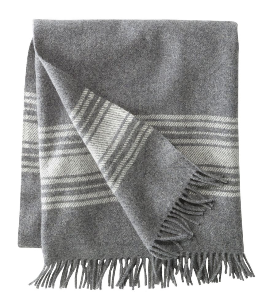 Washable Wool Throw, Striped, Dark Gray Heather/Cream, small image number 1