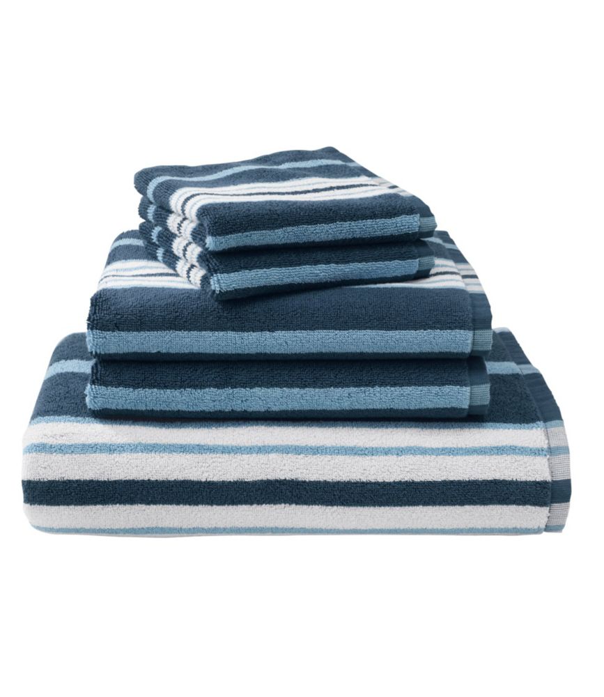 Premium Cotton Towel Set, Stripe, Slate Blue, small image number 1