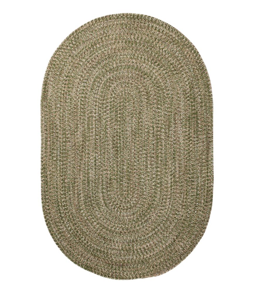 All-Weather Braided Rug, Concentric Pattern Oval, Olive/Sand Multi, small image number 1