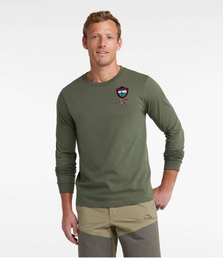 Men's MIF&W Tee, Long-Sleeve White-Tailed Deer, Military Green, small image number 2