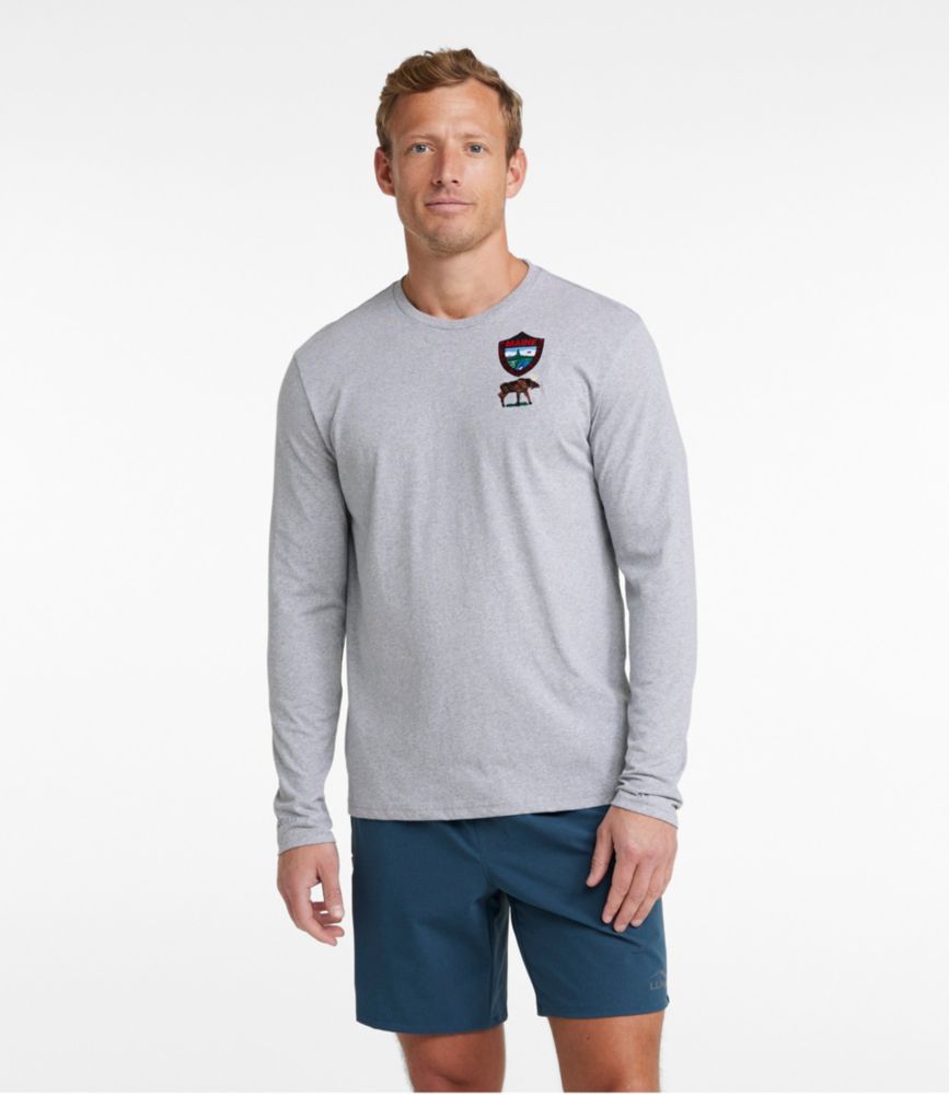 Men's MIF&W Tee, Long-Sleeve Moose, Light Heather Grey, small image number 2