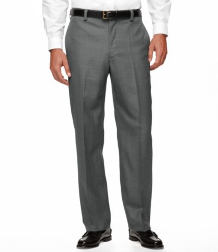 Men's Year-Round Wool Trousers, Classic Fit Plain Front