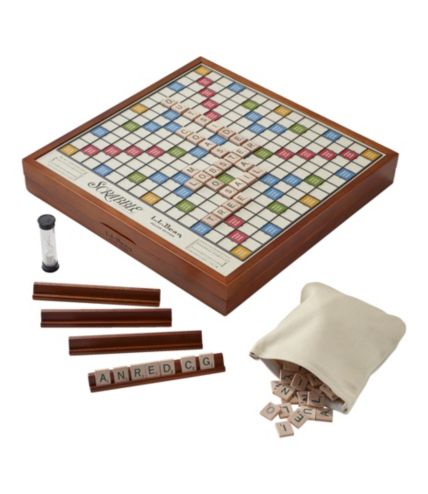 Scrabble Deluxe Vintage Wood Game Set with Lazy Susan 