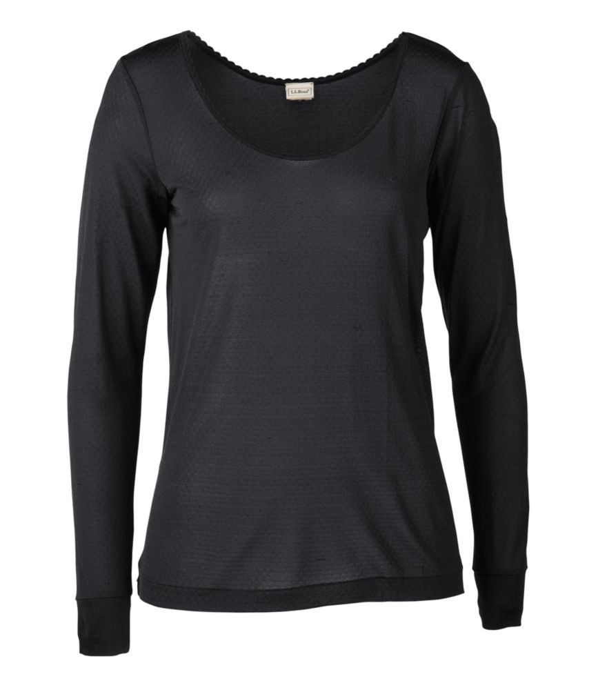 Women's Silk Pointelle, Long-Sleeve Scoopneck