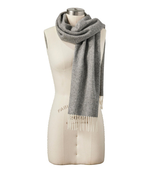Irish Lambswool Scarf, Gray Heather Herringbone, large image number 1