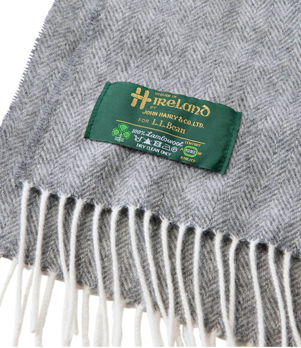 Irish Lambswool Scarf, Gray Heather Herringbone, large image number 2