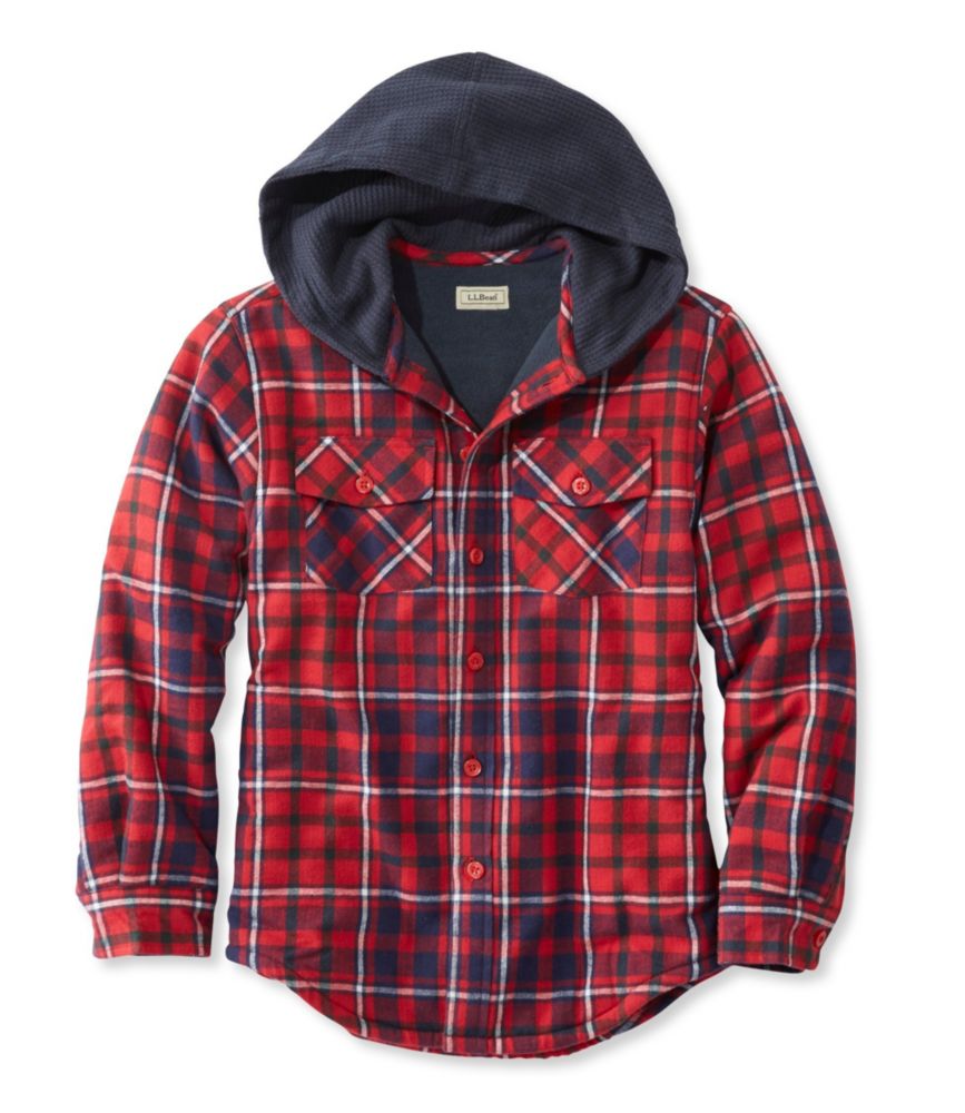 fleece lined flannel shirt with hood