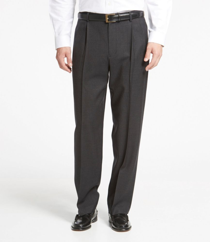 Men's Washable YearRound Wool Pants, Classic Fit Pleated Pants
