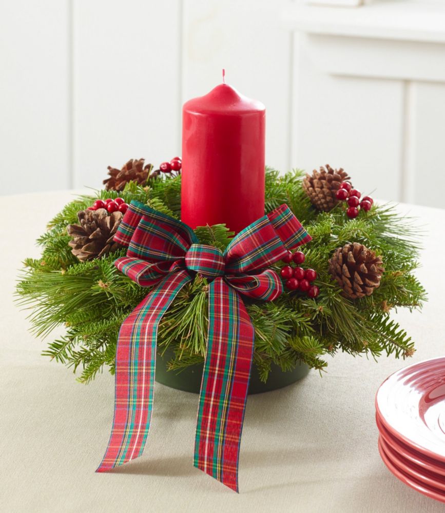 Tartan Christmas Fir Centerpiece | Fresh Wreaths & Greenery At L.L.Bean