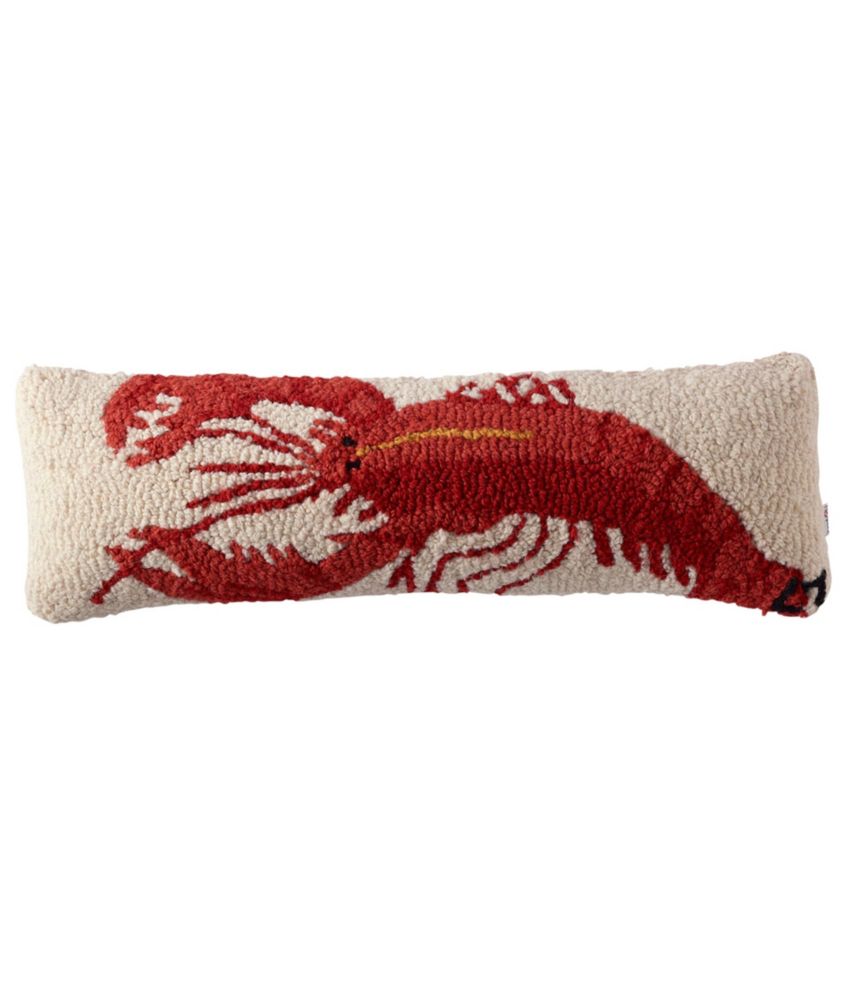 Wool Hooked Throw Pillow, Lobster, 8" x 24"