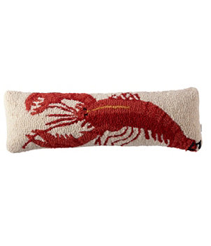 Wool Hooked Throw Pillow, Lobster, 8" x 24"