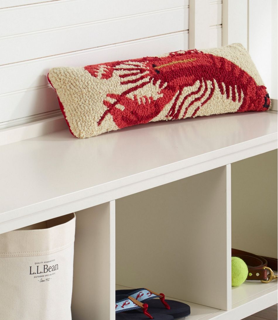 Wool Hooked Throw Pillow, Lobster, 8" x 24"