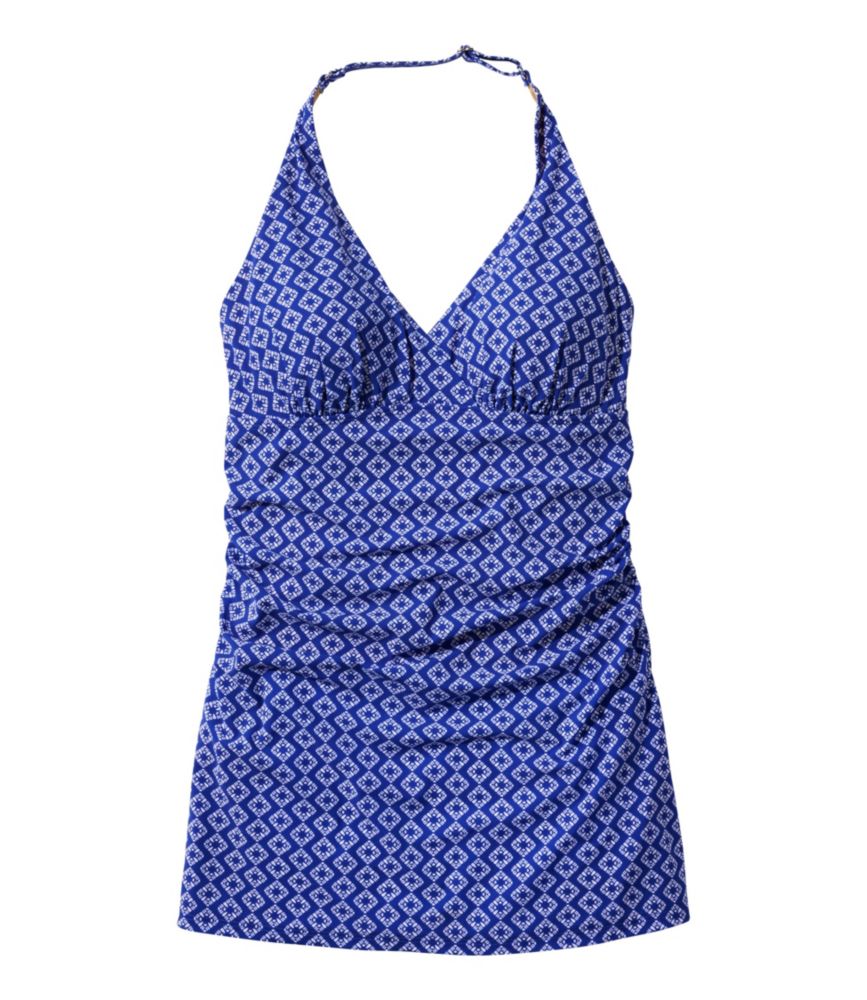 Women's Shaping Swimwear, Clasp Halter Dress Print, Cobalt Diamond, small image number 1