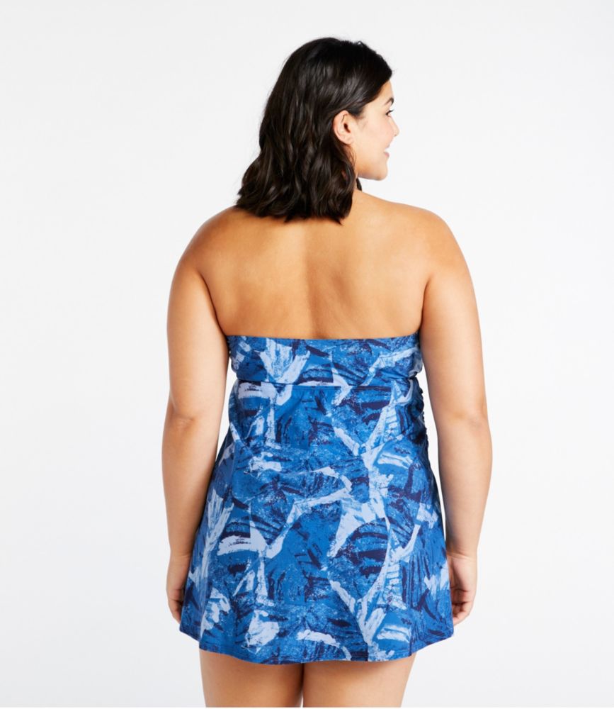 Women's Shaping Swimwear, Clasp Halter Dress Print, Deepwater Blue Palm, small image number 2