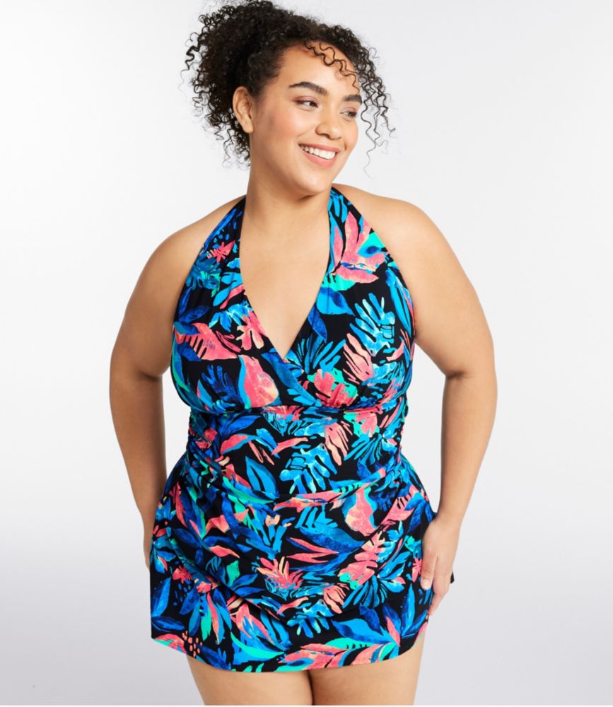 Women's Shaping Swimwear, Clasp Halter Dress Print