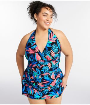 Women's Shaping Swimwear, Clasp Halter Dress Print