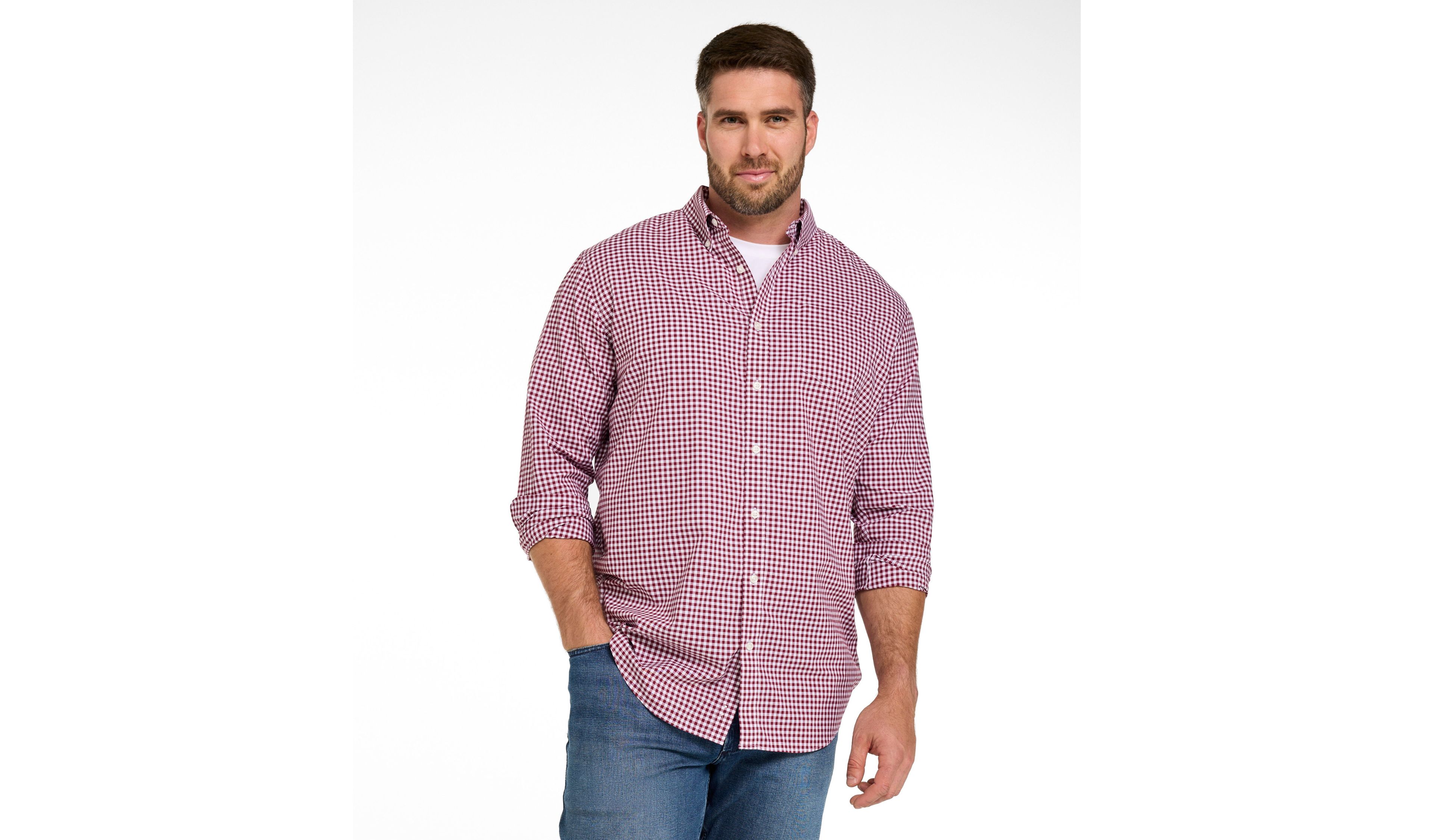Men's Wrinkle-Free Kennebunk Sport Shirt, Slightly Fitted Check