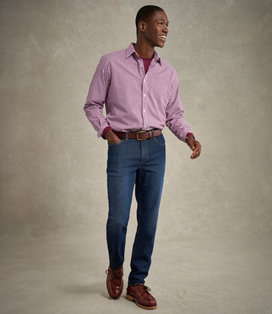 Men's Wrinkle-Free Kennebunk Sport Shirt, Slightly Fitted Check, Blue Tide, small image number 9