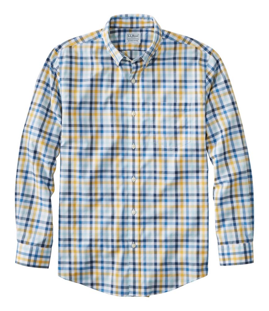 Men's Wrinkle-Free Kennebunk Sport Shirt, Slightly Fitted Check, Bering Blue, small image number 2