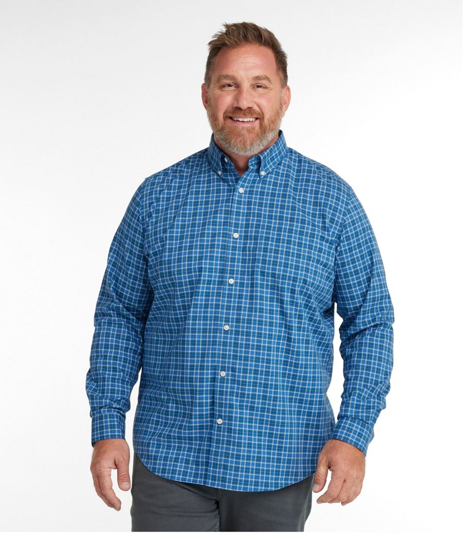 Men's Wrinkle-Free Kennebunk Sport Shirt, Traditional Fit Check Bright Blue XXL, Cotton | L.L.Bean