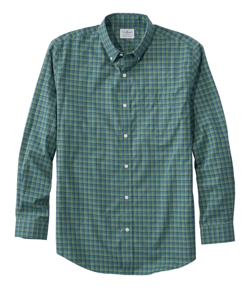 Men's Wrinkle-Free Kennebunk Sport Shirt, Slightly Fitted Check, Shade Teal, small image number 2