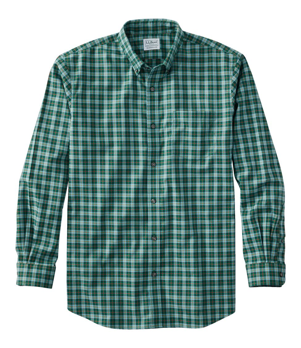 Men's Wrinkle-Free Kennebunk Sport Shirt, Traditional Fit Check Emerald Spruce XXXL, Cotton | L.L.Bean