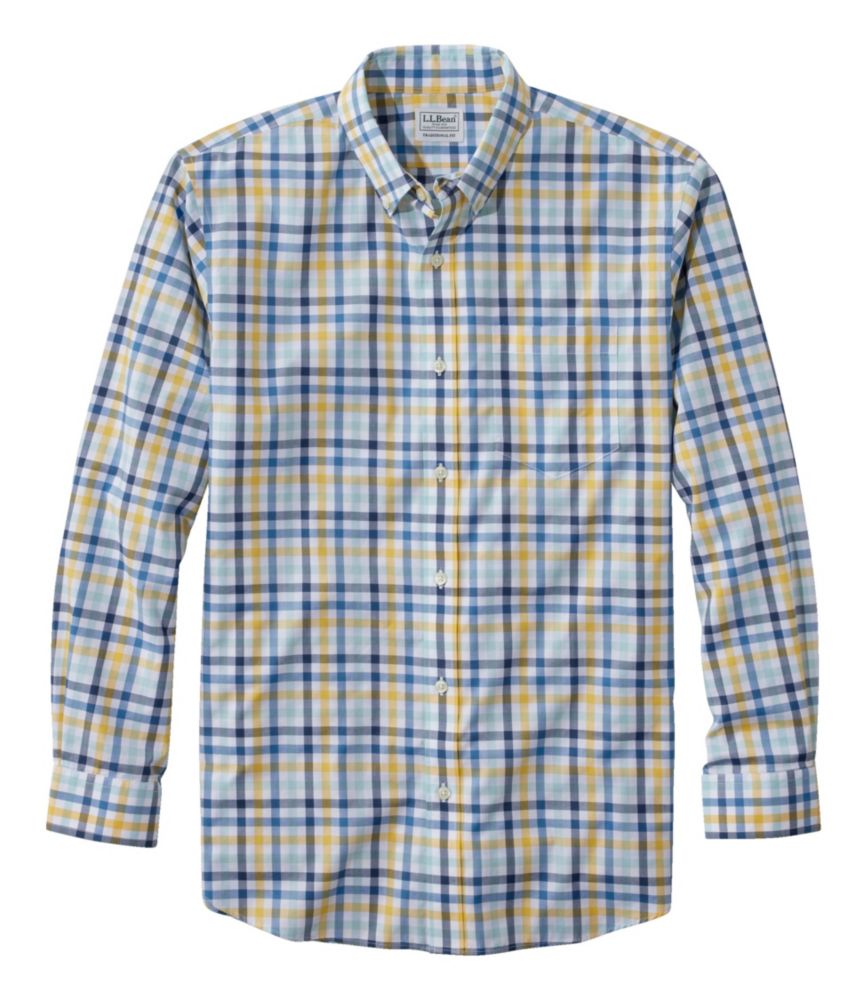 Men's Wrinkle-Free Kennebunk Sport Shirt, Traditional Fit Check, Goldenrod, small image number 1