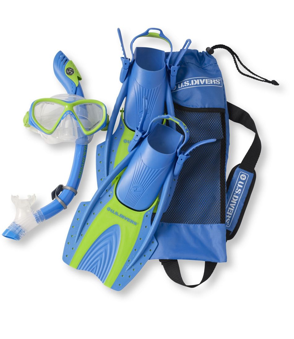 NOB U.S Divers Youth Snorkel Set LARGE 5-8 FOOT SIZE Go Pro Ready YOUTH 6+ 