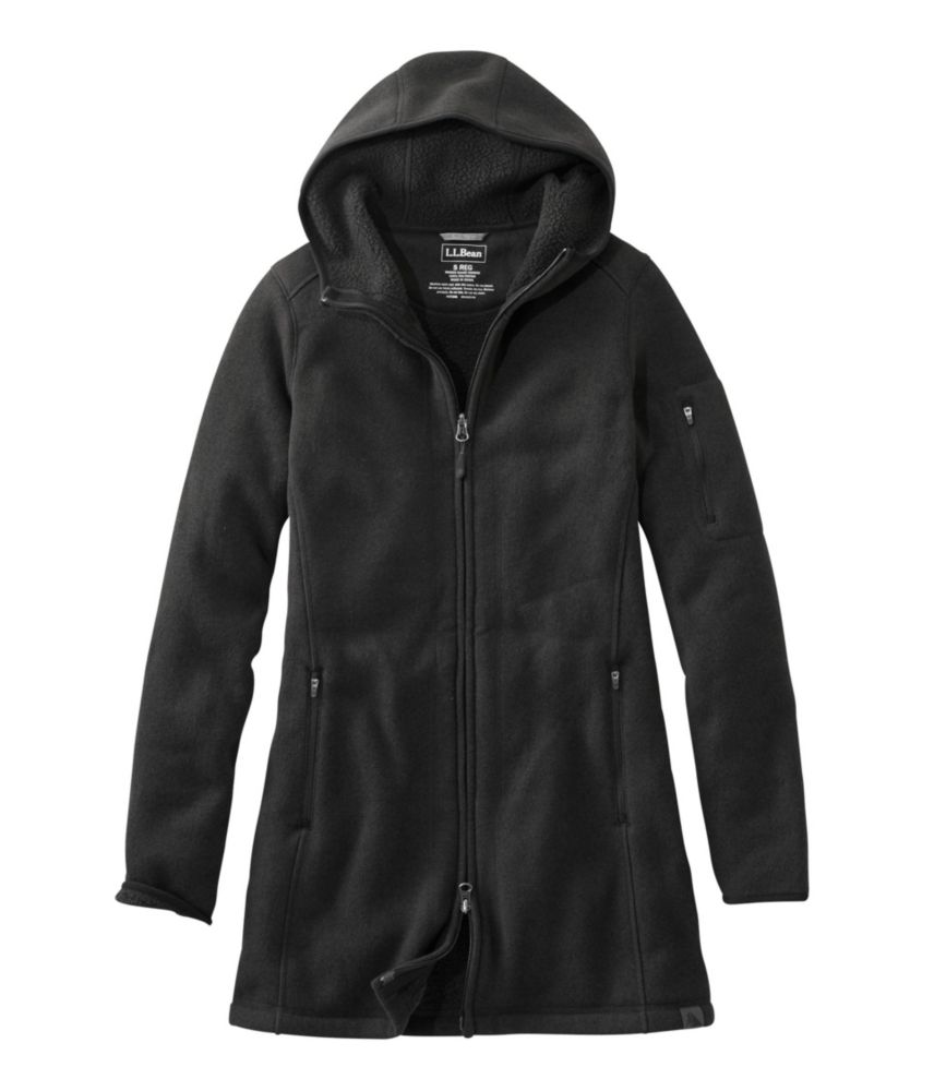 long fleece coat with hood