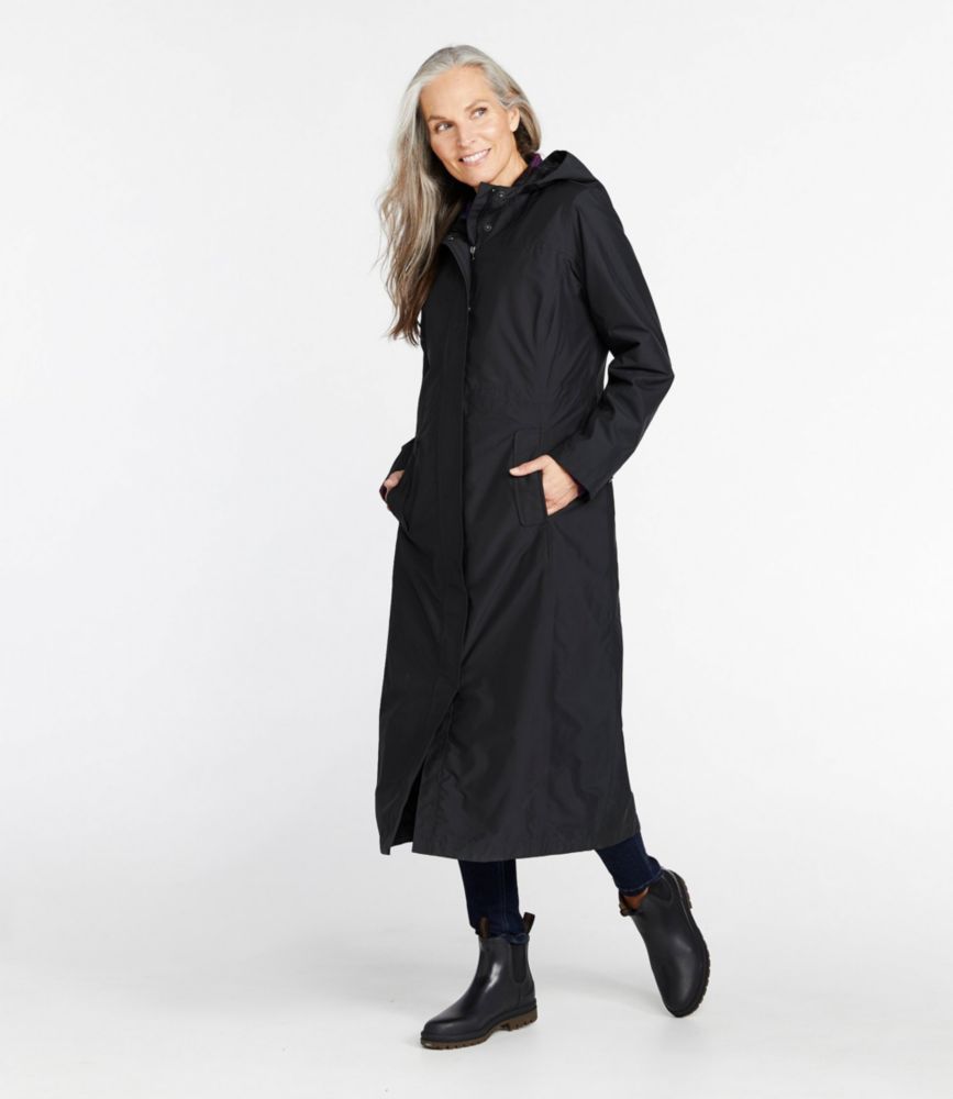 ladies long rain coat with hood