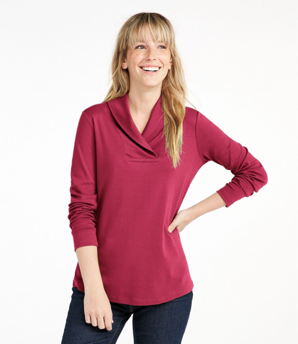 Women's L.L.Bean Pullover, Long-Sleeve Shawl Collar | Tees & Knit Tops ...