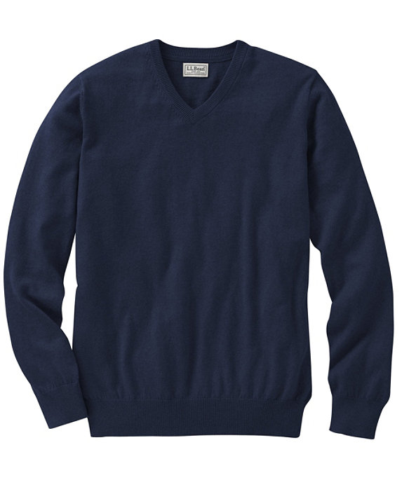 Cotton Cashmere V-Neck Sweater, Navy, largeimage number 0
