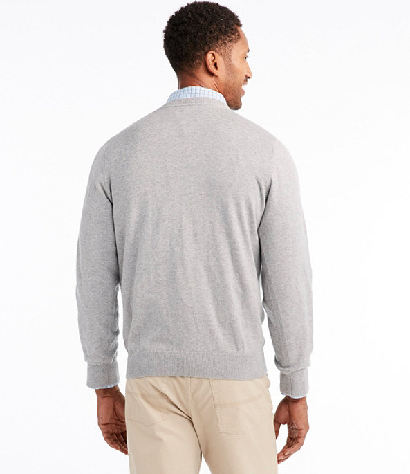 Cotton Cashmere V-Neck Sweater, Classic Black, large image number 2