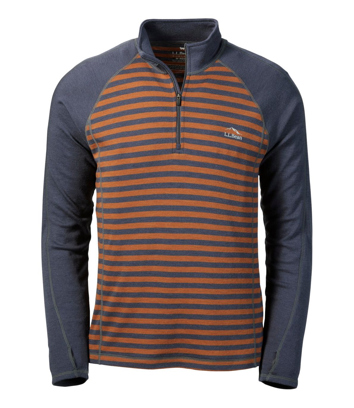 Men's Cresta Wool Midweight Base Layer, Quarter-Zip Stripe